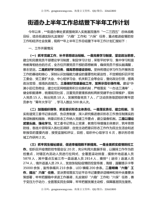 街道办上半年工作总结暨下半年工作计划