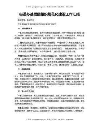 街道办基层团组织规范化建设工作汇报