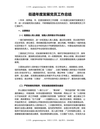 街道年度发展党员工作总结