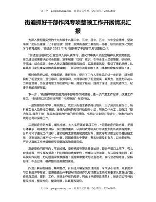 街道抓好干部作风专项整顿工作开展情况汇报