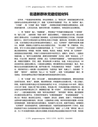 街道新群体党建经验材料
