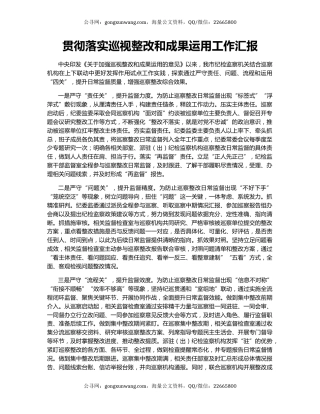 贯彻落实巡视整改和成果运用工作汇报