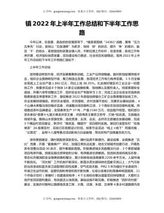 镇2022年上半年工作总结和下半年工作思路