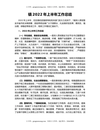 镇2022年上半年工作总结（3）