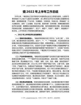 镇2022年上半年工作总结（4）