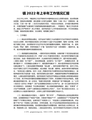 镇2022年上半年工作情况汇报