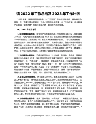 镇2022年工作总结及2023年工作计划（10）