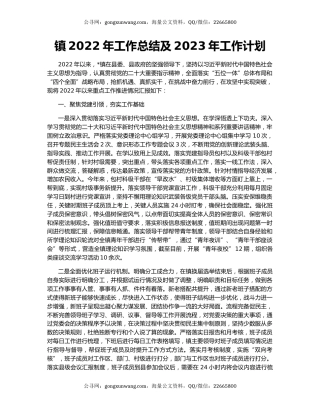 镇2022年工作总结及2023年工作计划（12）