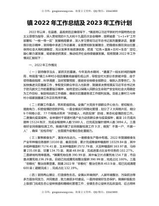 镇2022年工作总结及2023年工作计划（13）