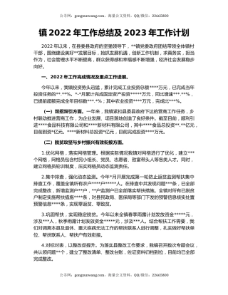 镇2022年工作总结及2023年工作计划（4）