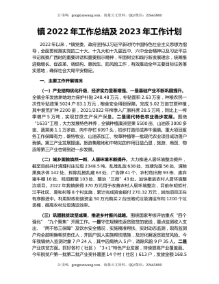 镇2022年工作总结及2023年工作计划（6）
