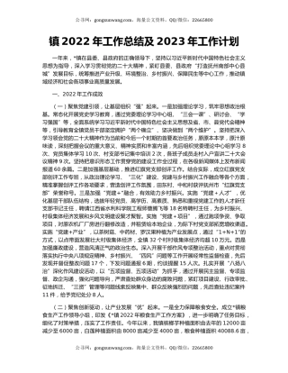 镇2022年工作总结及2023年工作计划（8）