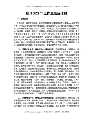 镇2022年工作总结及计划