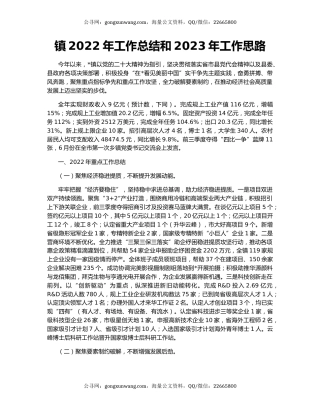 镇2022年工作总结和2023年工作思路（2）