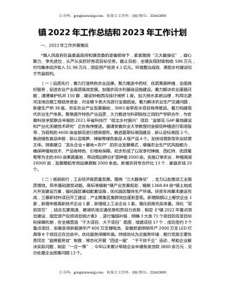 镇2022年工作总结和2023年工作计划（5）