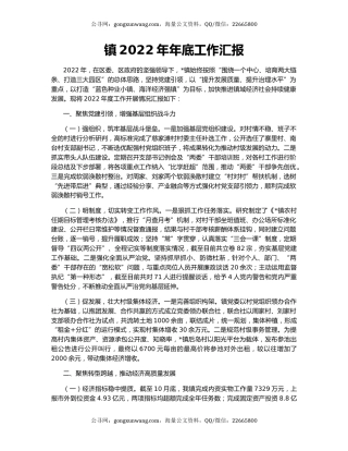 镇2022年年底工作汇报