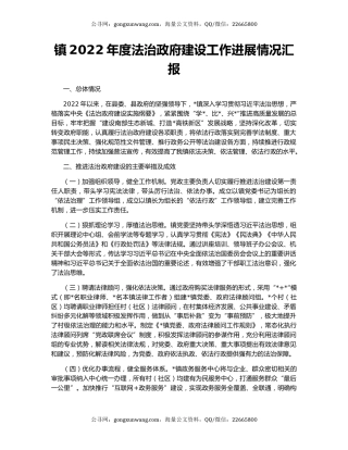 镇2022年度法治政府建设工作进展情况汇报