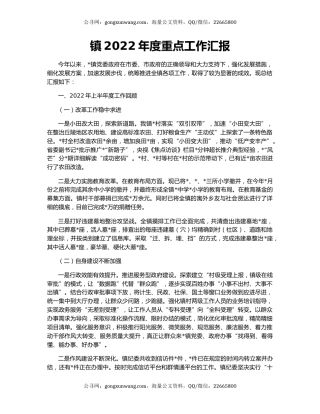 镇2022年度重点工作汇报