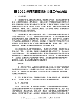 镇2022年抓党建促农村治理工作的总结