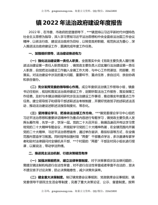 镇2022年法治政府建设年度报告