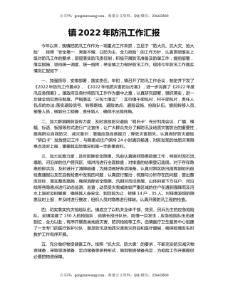 镇2022年防汛工作汇报