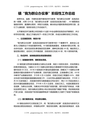 镇“我为群众办实事”阶段性工作总结