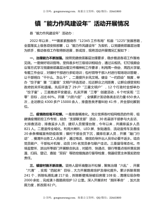 镇“能力作风建设年”活动开展情况