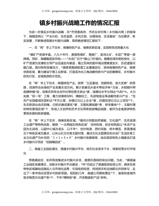 镇乡村振兴战略工作的情况汇报