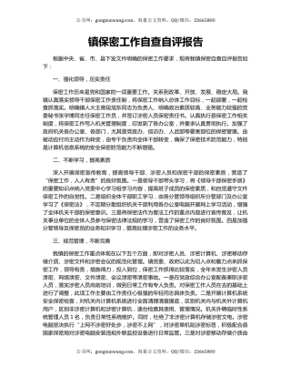 镇保密工作自查自评报告