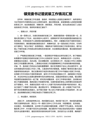 镇党委书记管武装工作情况汇报