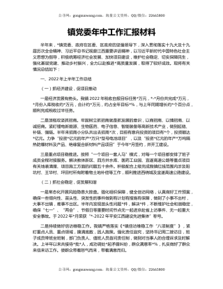 镇党委年中工作汇报材料