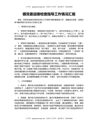 镇党委迎接检查指导工作情况汇报