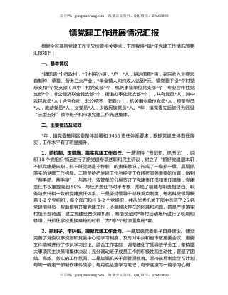 镇党建工作进展情况汇报