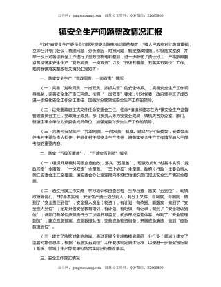 镇安全生产问题整改情况汇报