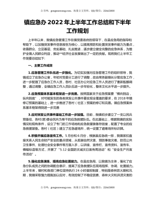镇应急办2022年上半年工作总结和下半年工作规划