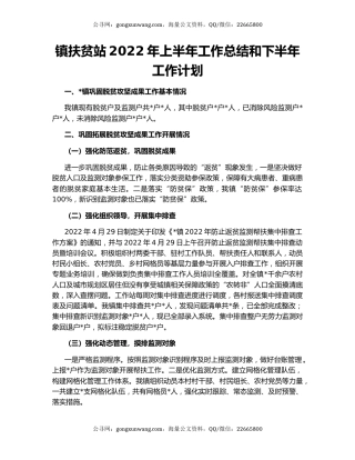 镇扶贫站2022年上半年工作总结和下半年工作计划