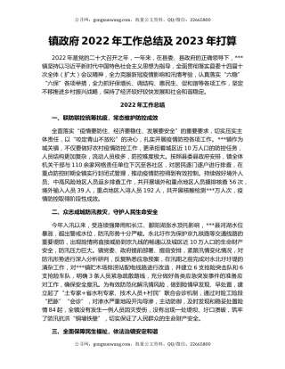 镇政府2022年工作总结及2023年打算