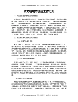 镇文明城市创建工作汇报