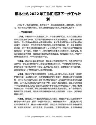 镇林业站2022年工作汇报及下一步工作计划