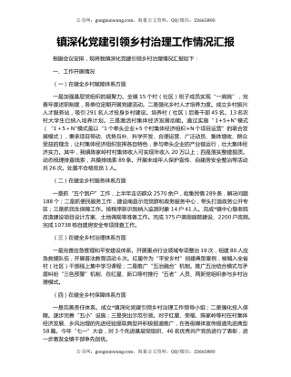 镇深化党建引领乡村治理工作情况汇报