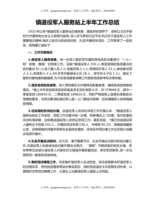 镇退役军人服务站上半年工作总结