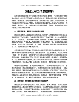 集团公司工作总结材料