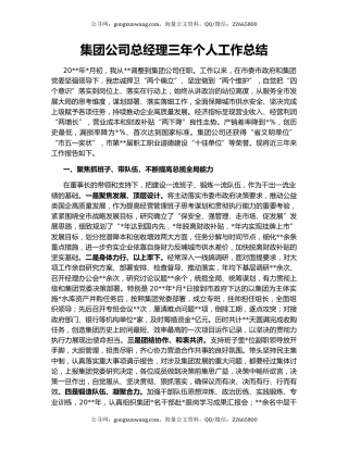 集团公司总经理三年个人工作总结