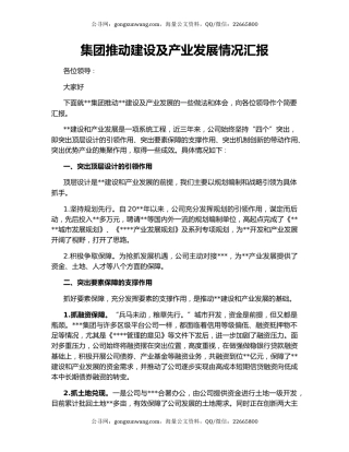 集团推动建设及产业发展情况汇报