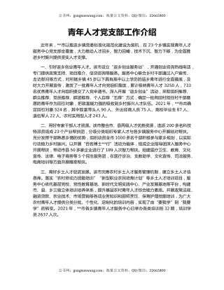 青年人才党支部工作介绍