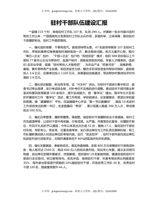 驻村干部队伍建设汇报