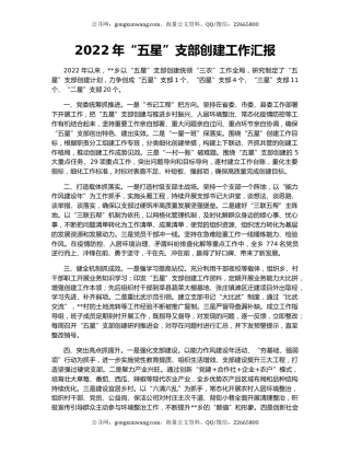 2022年“五星”支部创建工作汇报