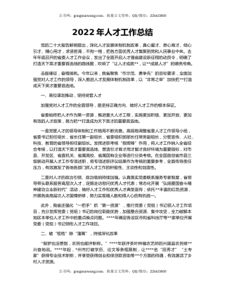 2022年人才工作总结