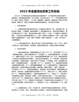 2022年全面深化改革工作总结（2）