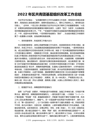 2022年区共青团基层组织改革工作总结